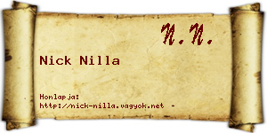 Nick Nilla névjegykártya